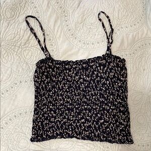 Brandy Melville Floral Navy and white Women's Top